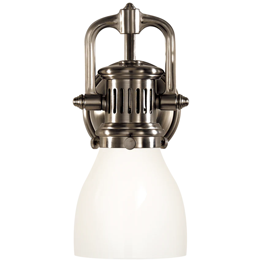Yuna Suspended Sconce-Visual Comfort-VISUAL-SL 2975AN-WG-Bathroom LightingAntique Nickel-White Glass Shade-1-France and Son