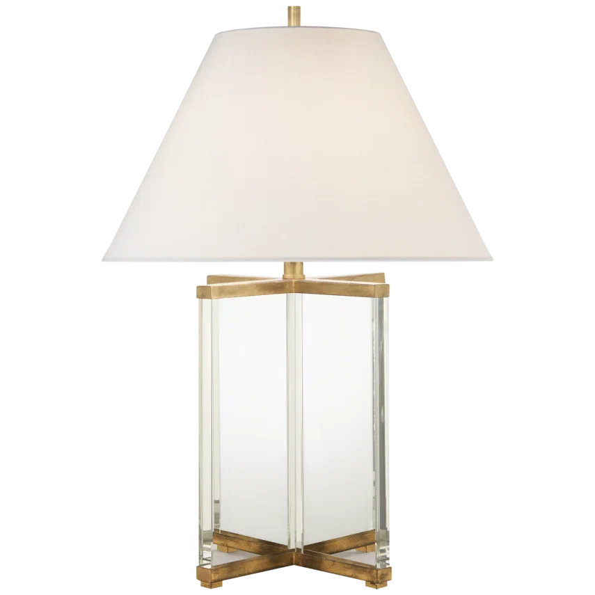 Camel Table Lamp-Visual Comfort-VISUAL-SP 3005CG/GI-L-Table LampsGilded Iron-Crystal with Linen Shade-1-France and Son