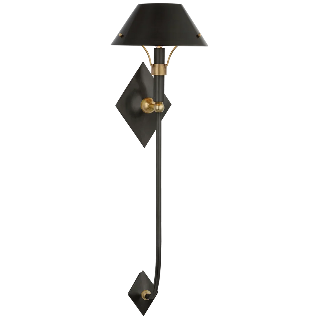 Turlingdon XL Sconce-Visual Comfort-VISUAL-TOB 2723BZ/HAB-BZ-Outdoor Wall SconcesBronze and Hand-Rubbed Antique Brass-Bronze Shade-1-France and Son