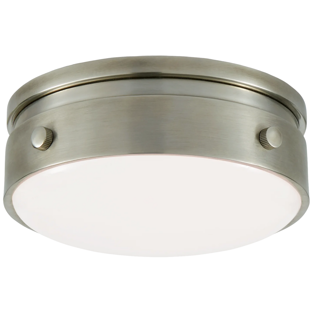 Hickory 5.5" Solitaire Flush Mount-Visual Comfort-VISUAL-TOB 4062AN-WG-Flush MountsAntique Nickel-White Glass-1-France and Son