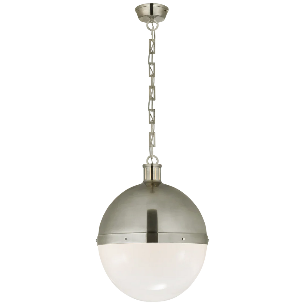 Hickory Extra Large Pendant-Visual Comfort-VISUAL-TOB 5064AN-WG-PendantsAntique Nickel-White Glass-1-France and Son