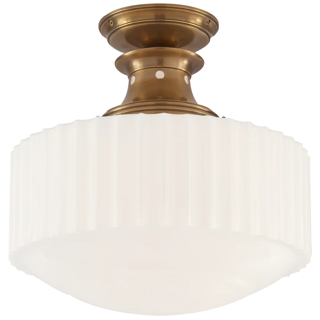 Milly Road Flush Mount-Visual Comfort-VISUAL-TOB 5150AN-WG-Flush MountsAntique Nickel-White Glass-1-France and Son