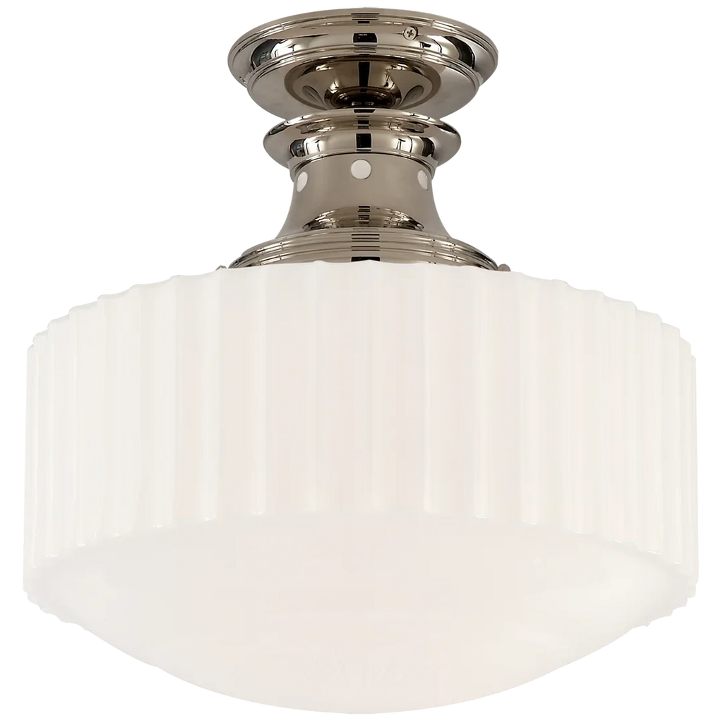 Milly Road Flush Mount-Visual Comfort-VISUAL-TOB 5150AN-WG-Flush MountsAntique Nickel-White Glass-1-France and Son