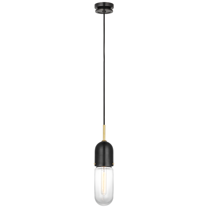 Junio Single Light Pendant-Visual Comfort-VISUAL-TOB 5645BZ/HAB-CG-1-PendantsBronze and Brass-Clear Glass-1-France and Son