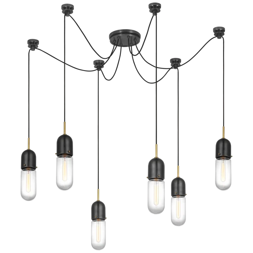 Junno - 6 Light Pendant-Visual Comfort-VISUAL-TOB 5645BZ/HAB-CG-6-PendantsBronze and Brass with Clear Glass-1-France and Son