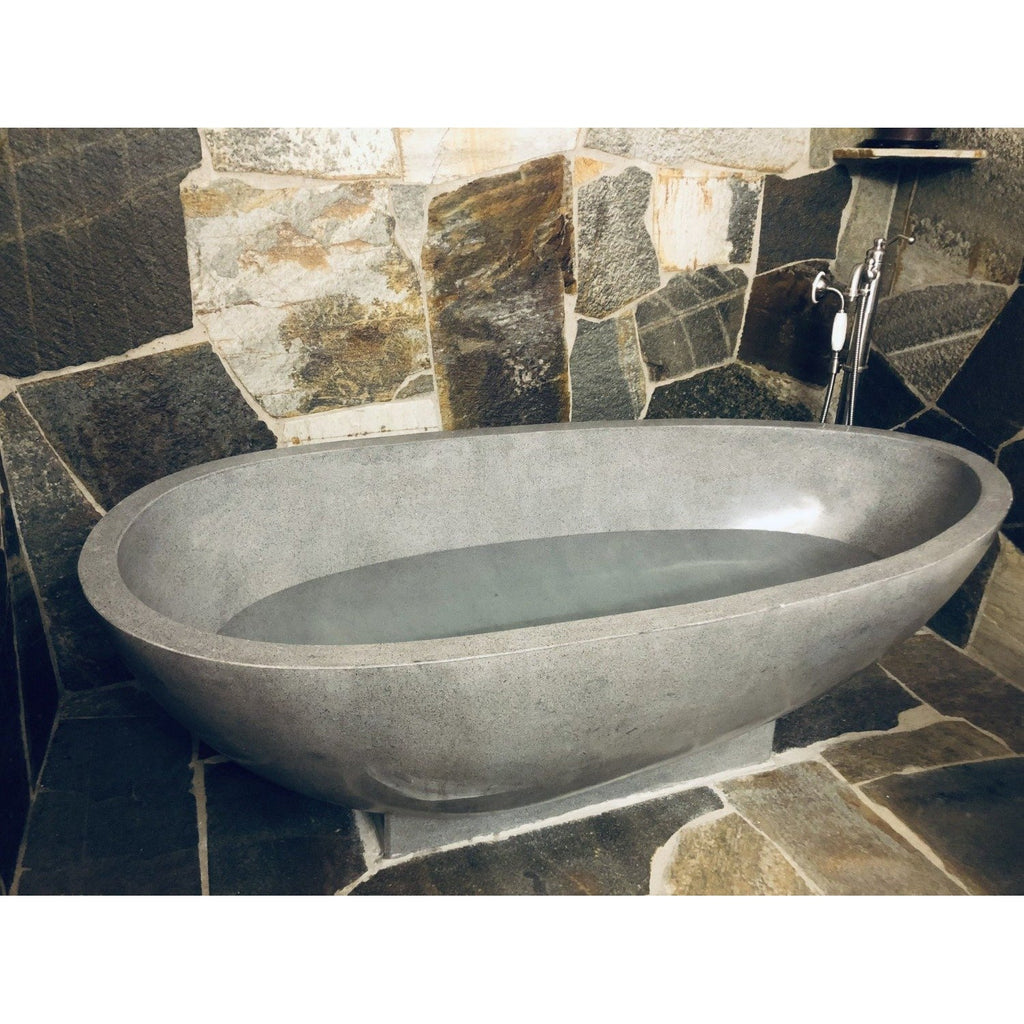 Terrazzo Stone Freestanding Bath Tub - Grey-France & Son-FL1701STONE-Bathtubs-1-France and Son
