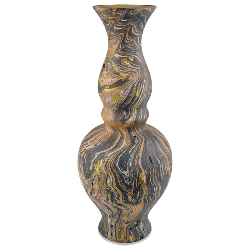 Brown Marbleized Vase-Currey-CURY-1200-0730-VasesDouble Gourd-1-France and Son
