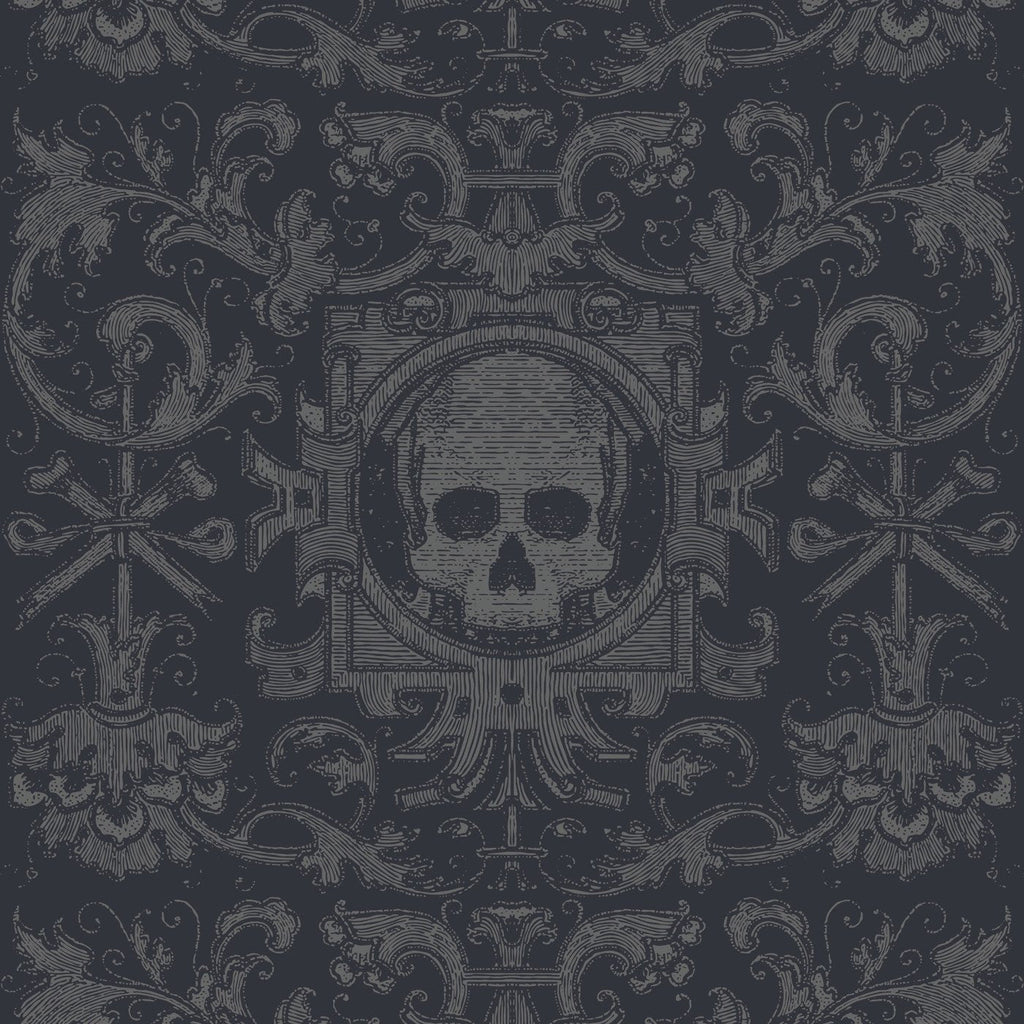 Skull Box Black Wallpaper-Mitchell Black-MITCHB-WC345-2-PM-10-Wall DecorPatterns Black-Premium Matte Paper-1-France and Son