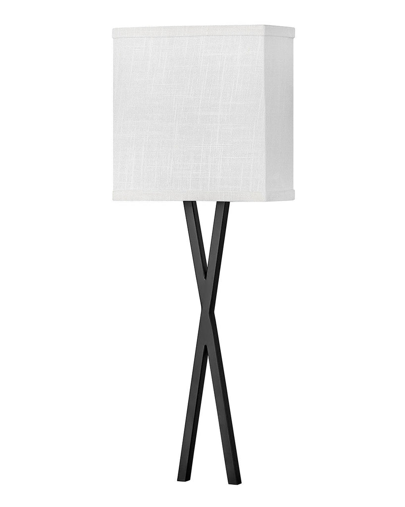 Axis Single Light Sconce-Hinkley Lighting-HINKLEY-41102BK-Outdoor Wall SconcesBlack-Off White Linen-4-France and Son