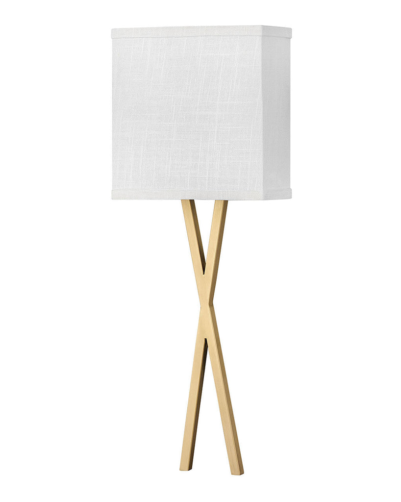 Axis Single Light Sconce-Hinkley Lighting-HINKLEY-41102HB-Outdoor Wall SconcesHeritage brass-Off White Linen-2-France and Son