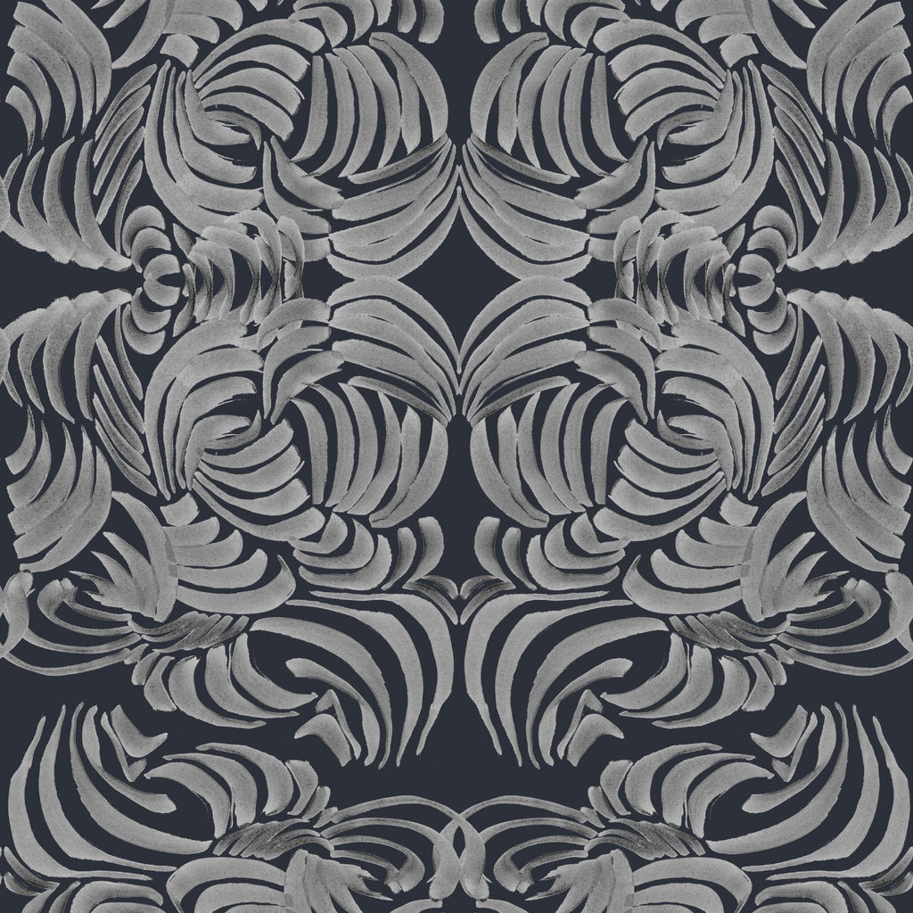 Flora Wallpaper-Mitchell Black-MITCHB-WCAB418-PM-10-Wall DecorPatterns Silver Night-Premium Matte Paper-Small-7-France and Son