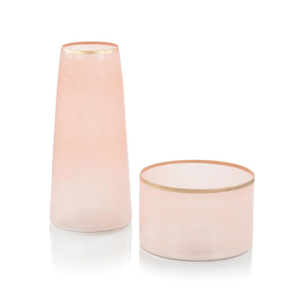 Set Of Two Palest Of Pink Glass Vases-John Richard-JR-JRA-11514S2-Vases-1-France and Son