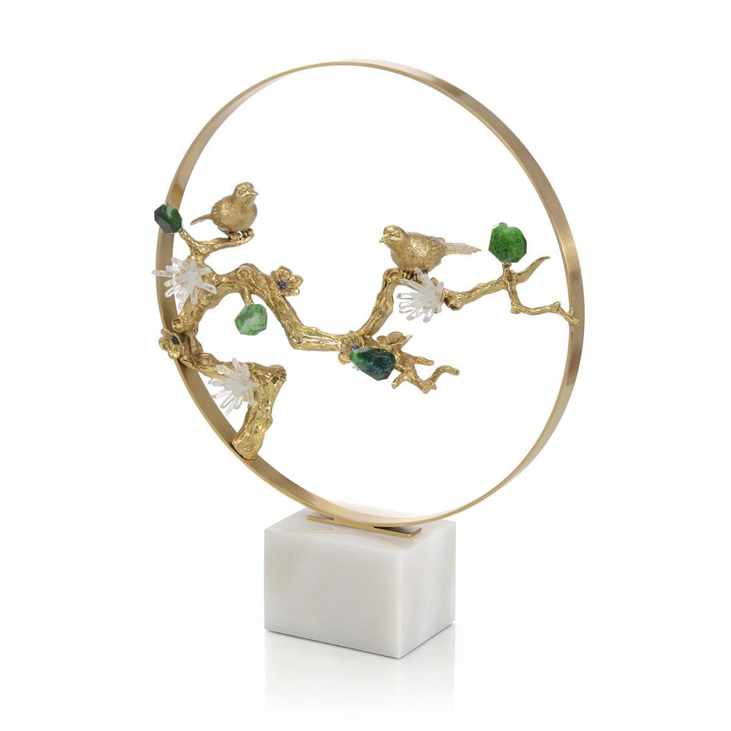 Brass Bird and Green Agate Sculpture-John Richard-JR-JRA-14100-Decorative Objects-1-France and Son