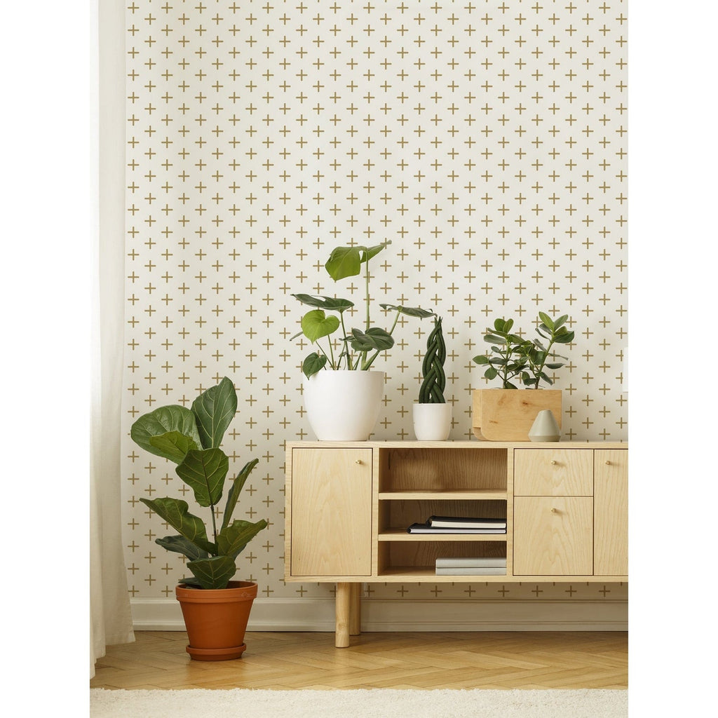 Addition Wallpaper-Mitchell Black-MITCHB-WCCE7-GO-PM-10-Wall DecorPatterns Golden Ochre-Premium Matte Paper-2-France and Son