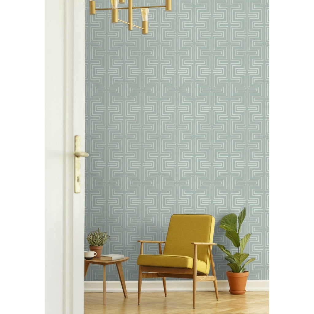 Halsted Wallpaper-Mitchell Black-MITCHB-WCCE3-BL-PM-10-Wall DecorPatterns Lake Shore Blue-Premium Matte Paper-2-France and Son
