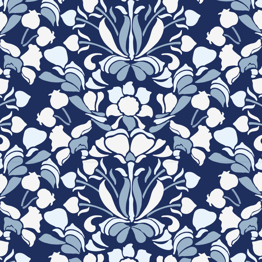 Snapdragon Wallpaper-Mitchell Black-MITCHB-WC381-1-PM-10-Wall DecorPatterns Navy Blue-Premium Matte Paper-1-France and Son