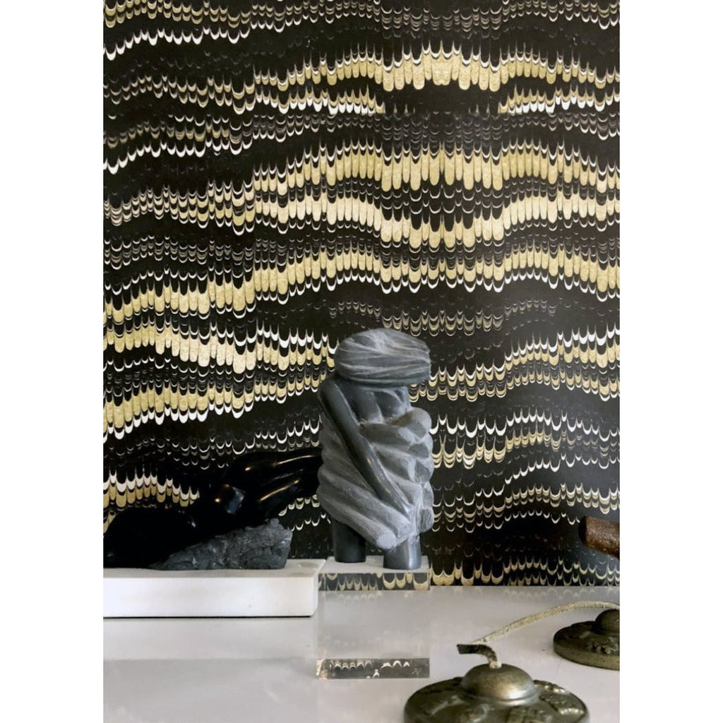 Golden Feather Wallpaper-Mitchell Black-MITCHB-WCAB453-PM-10-Wall DecorPatterns Golden Feather-Premium Matte Paper-2-France and Son